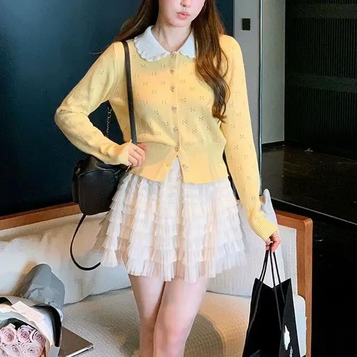 Pull à col de couleurs contrastées pour femme