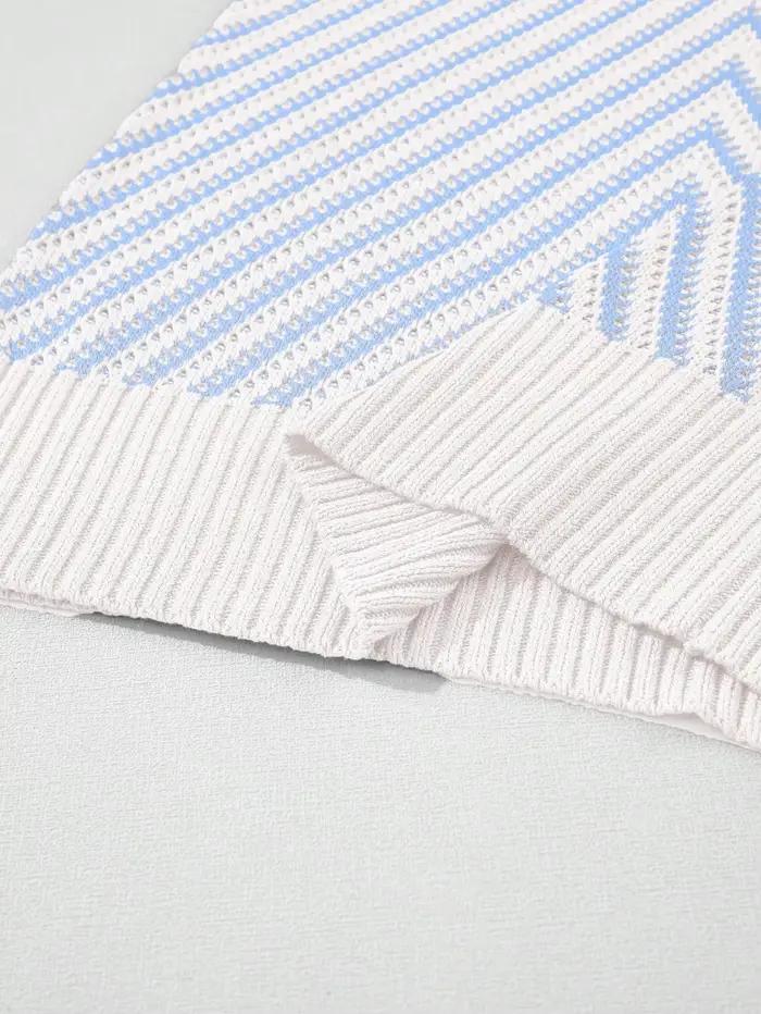 Gilet décontracté pour femmes, rayures multicolores, col en V, style vacances d'été, tendance pour dames toutes saisons