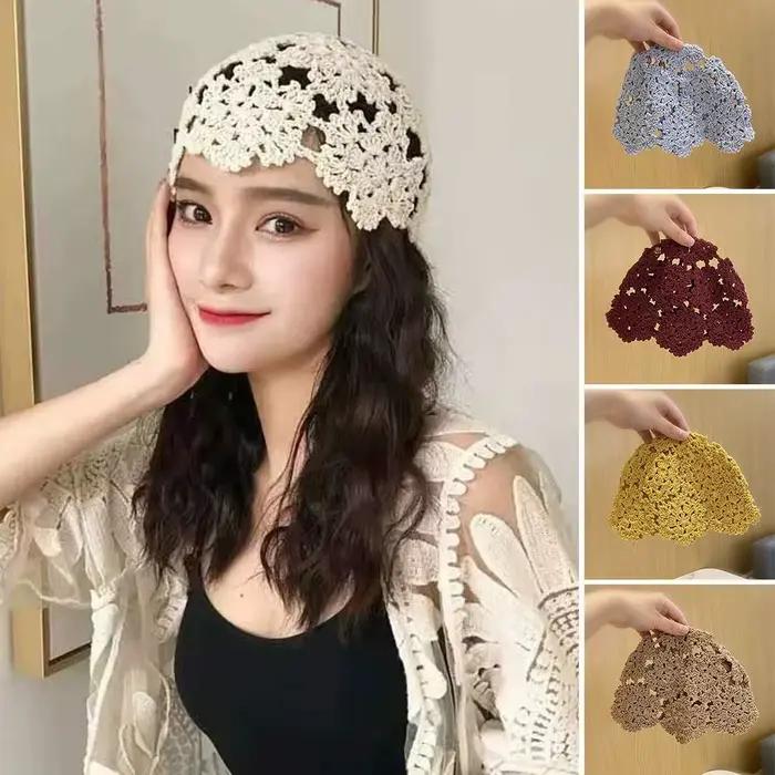 Béret en dentelle respirante pour femme, chapeau évidé avec fleurs, béret Skullies décontracté, casquette à la mode, accessoire de tête pour femmes, béret de printemps et d'automne, élégant et confortable
