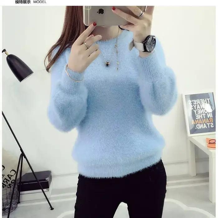 Pull en laine imitation vison pour femme