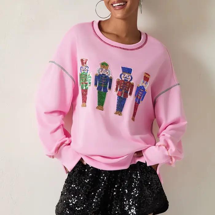 Sweat-Shirt à Manches sulfet Col Ras du Cou pour Femme