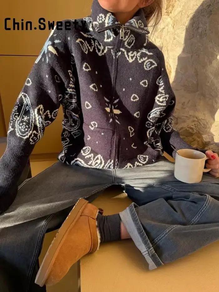 Cardigan tricoté à col en fausse fourrure pour femme