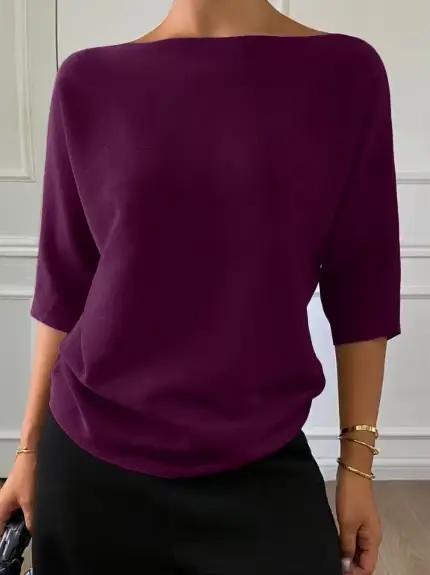 Pull en tricot pour femme à manches trois-quarts