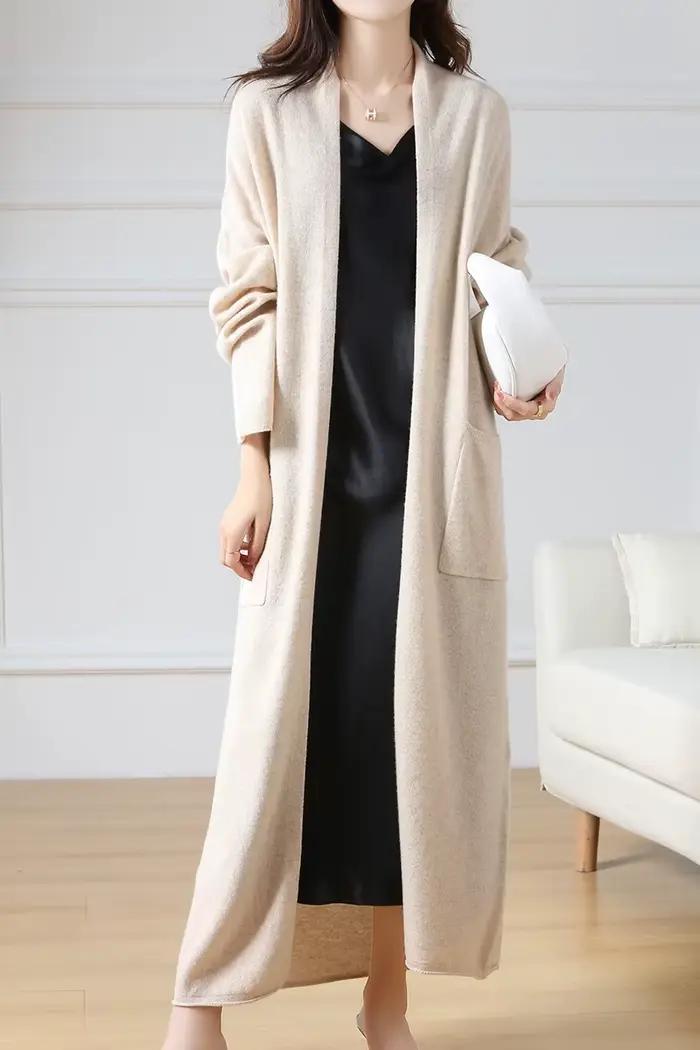 Cardigan à palangre en laine mérinos décontracté pour femmes, occasions spéciales automne-hiver