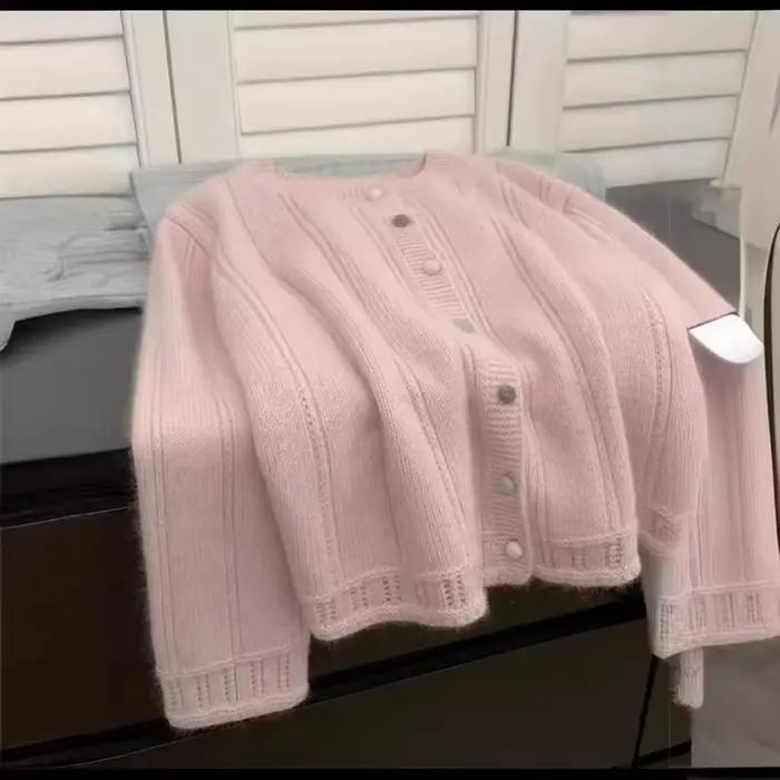 Femmes tricoté pull torsadé creux automne hiver Chic ample à manches longues Cardigan hauts Vintage solide
