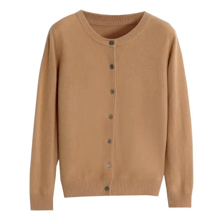 Cardigan pour femme 2026 col rond camel doré décontracté pour femmes toutes saisons à offrir occasions spéciales