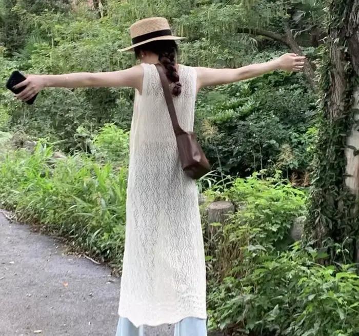 2026 Cardigan long sans manches en crochet style bohème pour femme