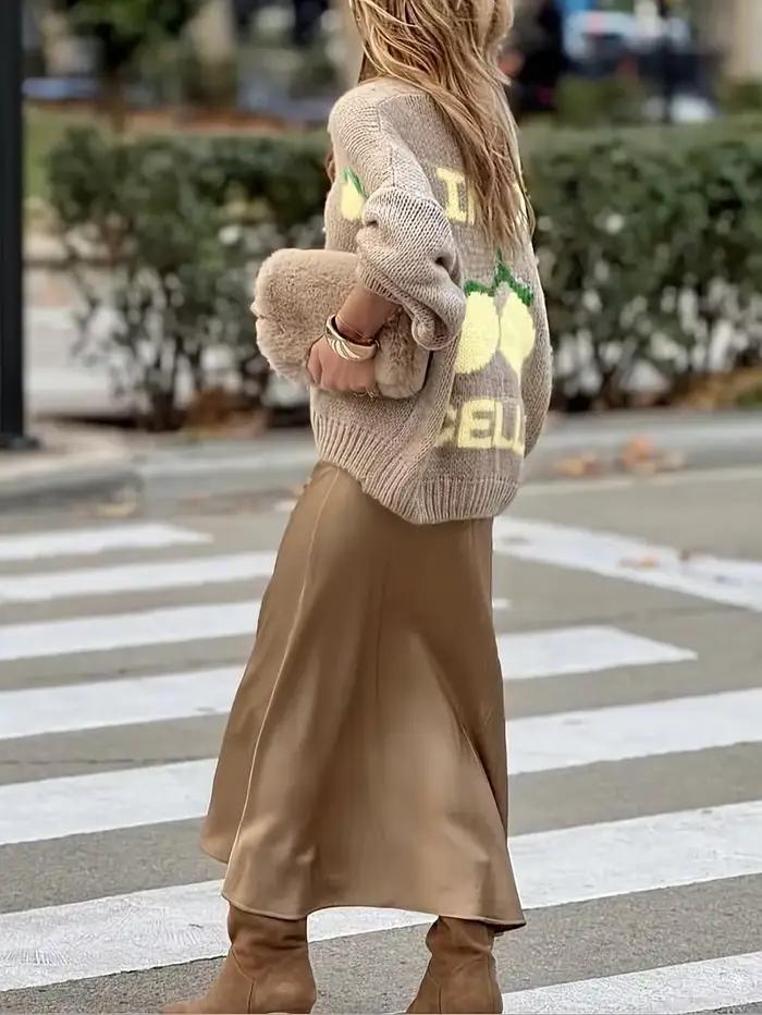 Cardigan à manches lanternes en polyester pour femmes, élégant et confortable, pour les après-midis automnaux et les soirées hivernales