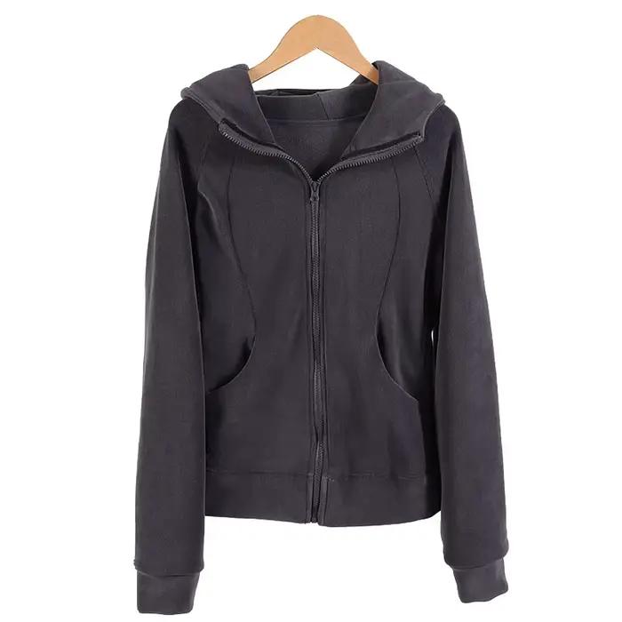 Femmes hiver épaissi polaire doublé fermeture éclair à capuche ouvert Cardigan pull à manches longues sport vêtements d'extérieur décontractés