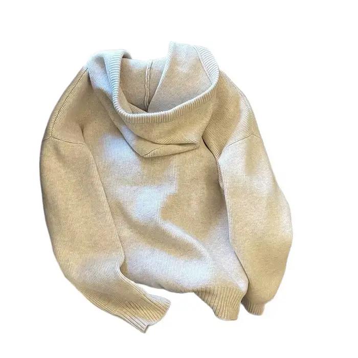 Veste pull à capuche avec cordon de serrage brodé gris pour femme
