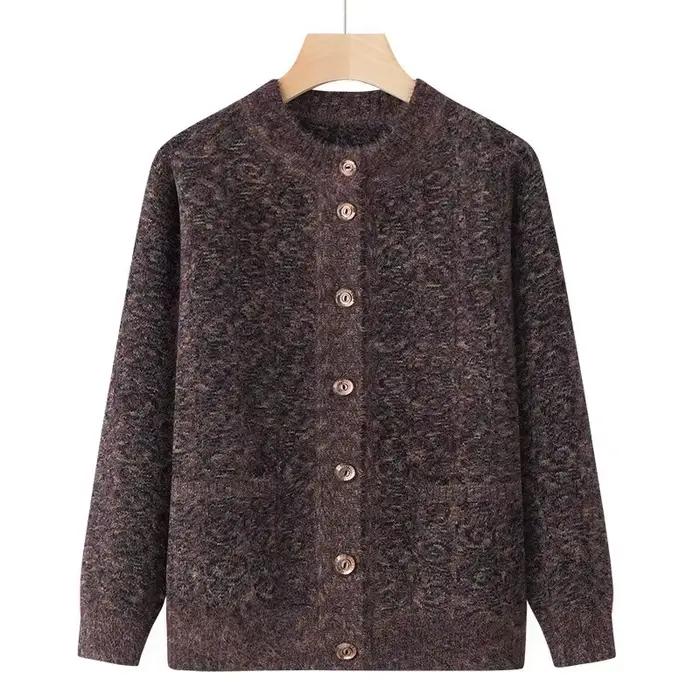 Grandma's adt-Pull en tricot épais à manches longues pour femmes