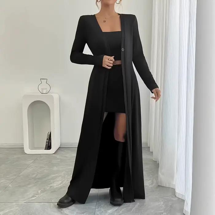 Cardigan noir tricoté à col en V et fermeture à bouton unique, coupe ajustée et amincissante pour femmes, occasions spéciales et quotidienne