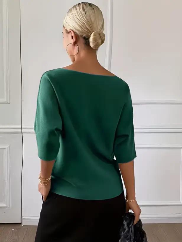 Pull en tricot pour femme à manches trois-quarts