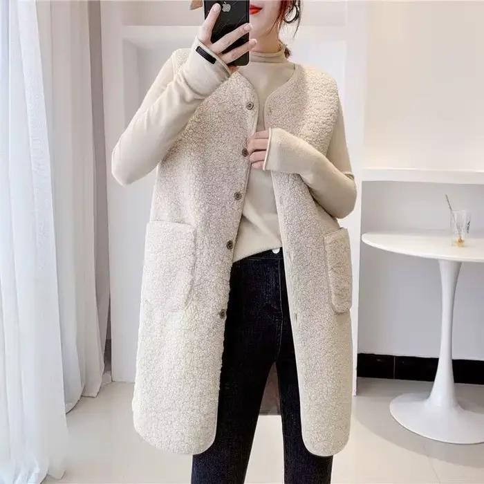 Gilet en fausse fourrure d'agneau pour femme