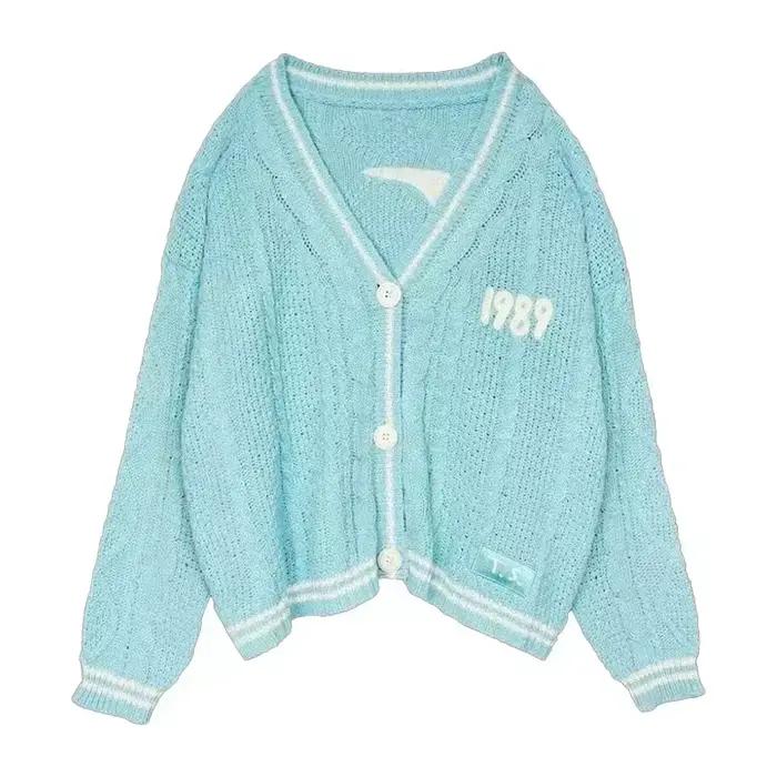Cardigan d'amant avec broderie d'étoiles coeur rose confortable tricot doux TS