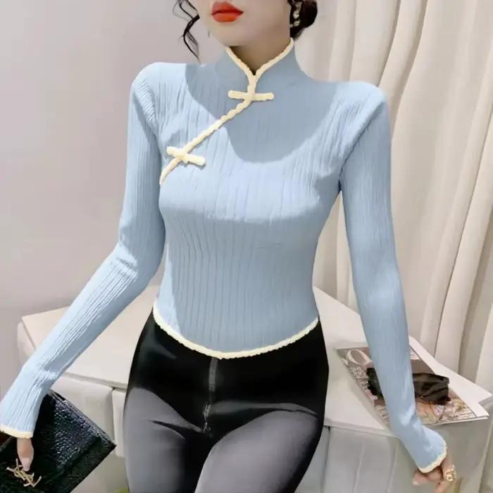 Pull pour femmes 2025 automne hiver nouveau Style bouton court à manches longues haut pulls