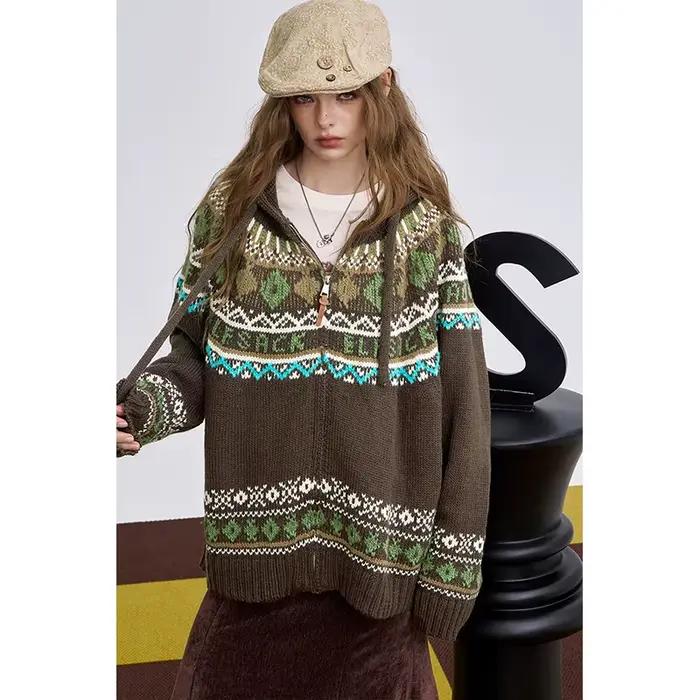 ELFSACK 2025 hiver nouveautés noël décontracté pull à capuche zippé pour femme