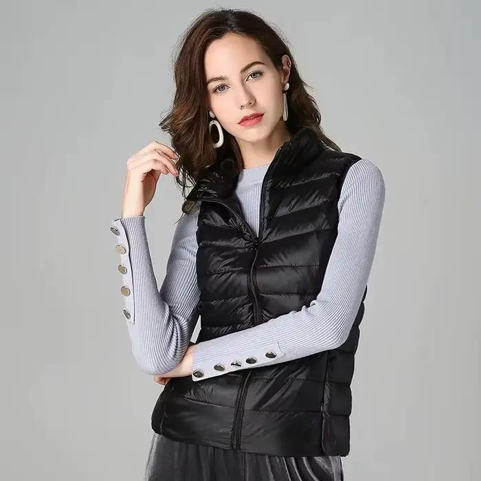 Gilet sans manches polyester mince décontracté pour femmes, chaleur enveloppante automne hiver, fermeture éclair, tricoté, coupe ample, occasions spéciales