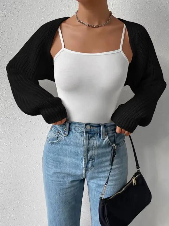 Cardigan court ouvert sur le devant pour femme