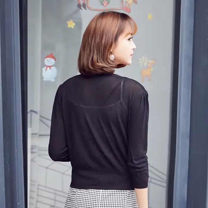 Cardigan femme ete légère crop top manche longue en crochet pull laine à tricoter fin jersey vêtements 2025 haut pulle