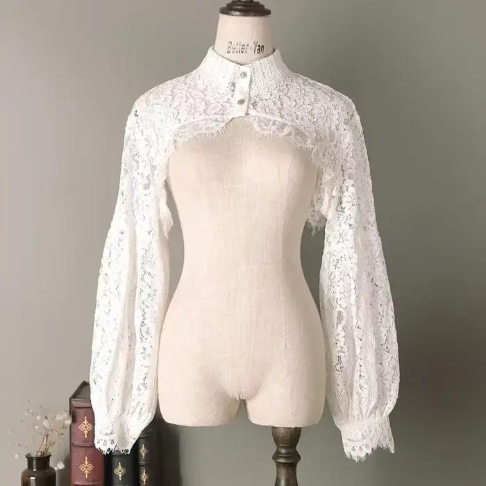 Boléro en dentelle à manches longues pour femme