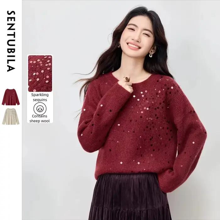 Pulls en tricot à sequins SENTUBILA pour femme