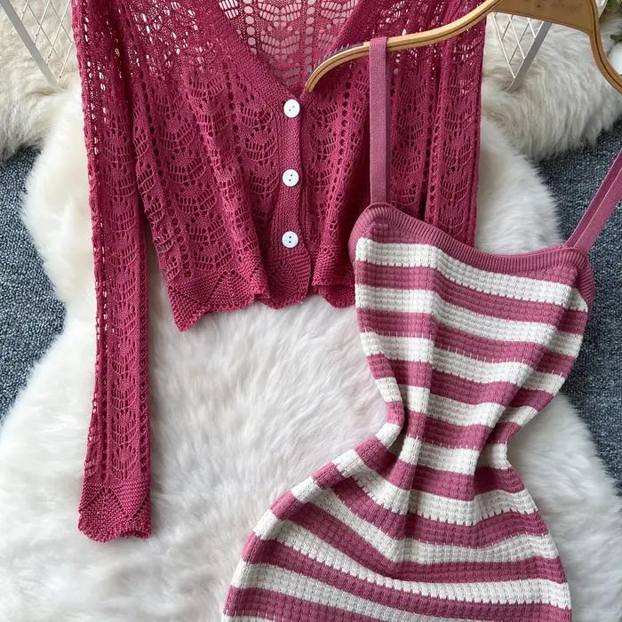 Cardigan tricoté ajouré pour femmes