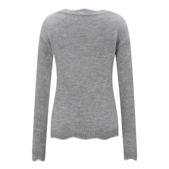 Pull à Manches sulfet Col en V pour Femme
