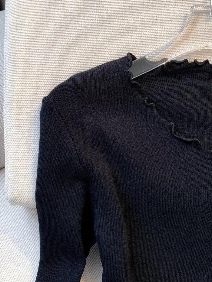 Pull à manches longues abebey garniture laitue unie nœud papillon style Y2K pour femmes décontracté automne printemps occassionnels à offrir