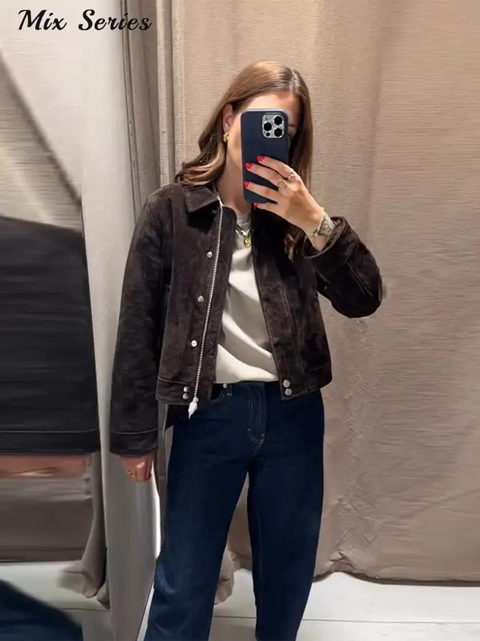 Veste décontractée à fermeture éclair pour femme
