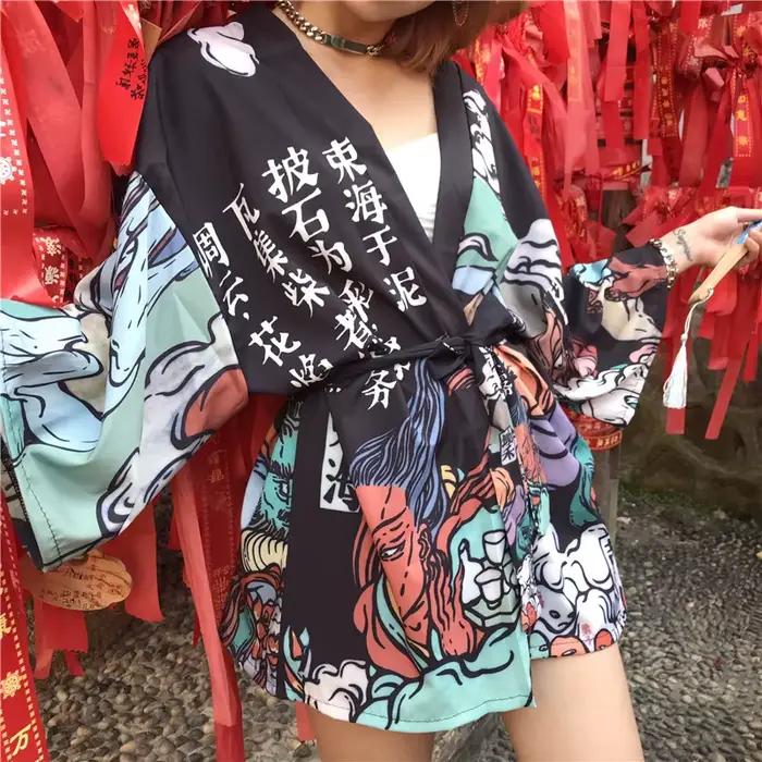 Kimono Cardigan femmes hauts et chemisiers japonais Streetwear haut pour femme été 2020 chemise longue