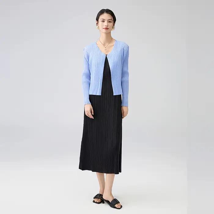 Cardigan Miyake Plissé Pop Court Femmes Décontracté Polyester Multicolore Occasions Spéciales Vestes Courtes