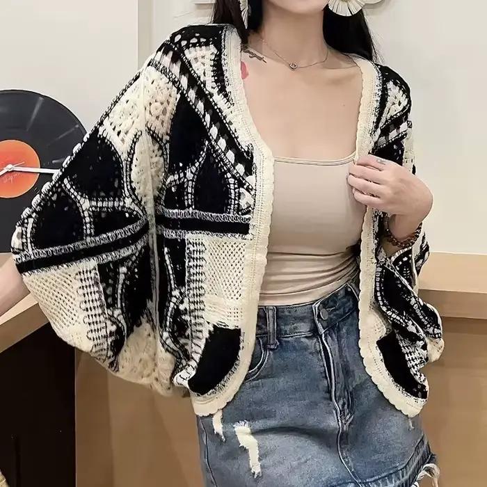 Cardigan en tricot au Crochet pour femmes
