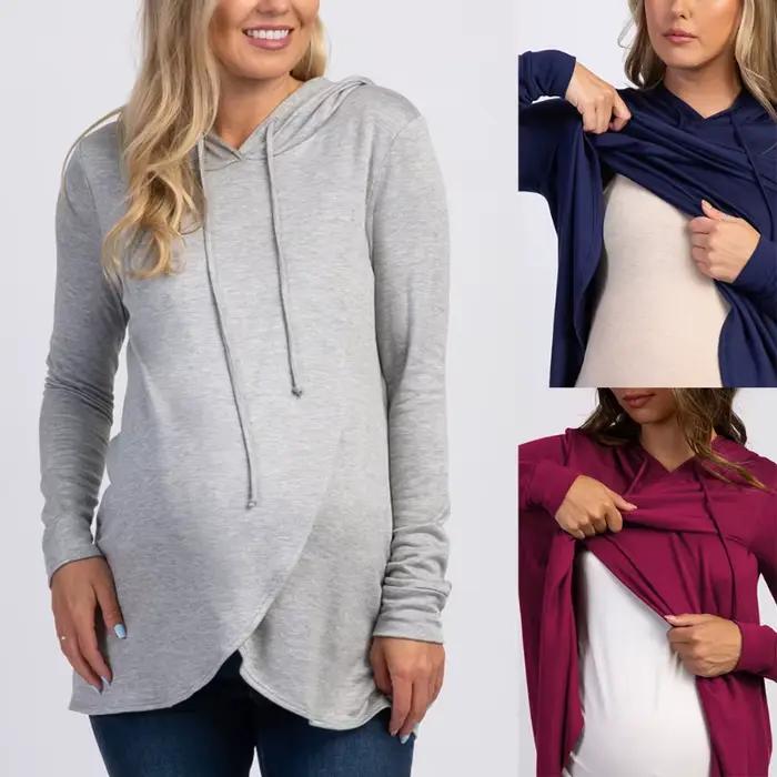 Pull à capuche à manches longues pour femme enceinte
