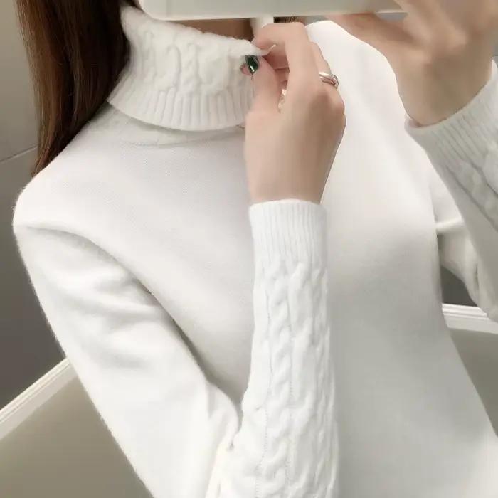 Femmes pull col roulé pulls automne hiver chandails nouveau 2025 manches longues épais chaud femme