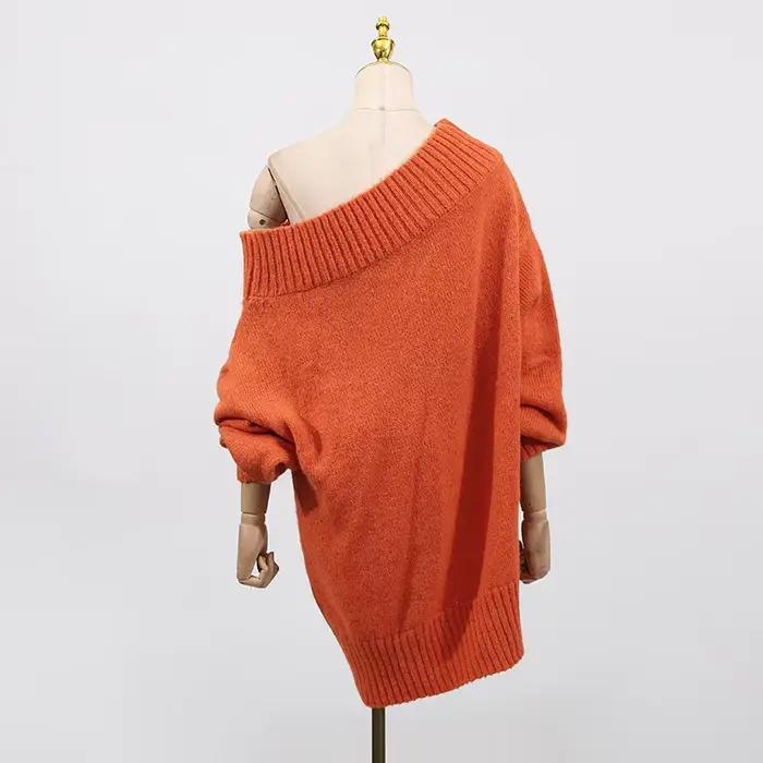 Pull ample orange bywindto pour femmes, mode printemps 2026, élégant et confortable pour automne hiver, design moderne, col rond, polyester durable, silhouette ample et légèrement élastique, idéal pour soirée formelle et week-end ```