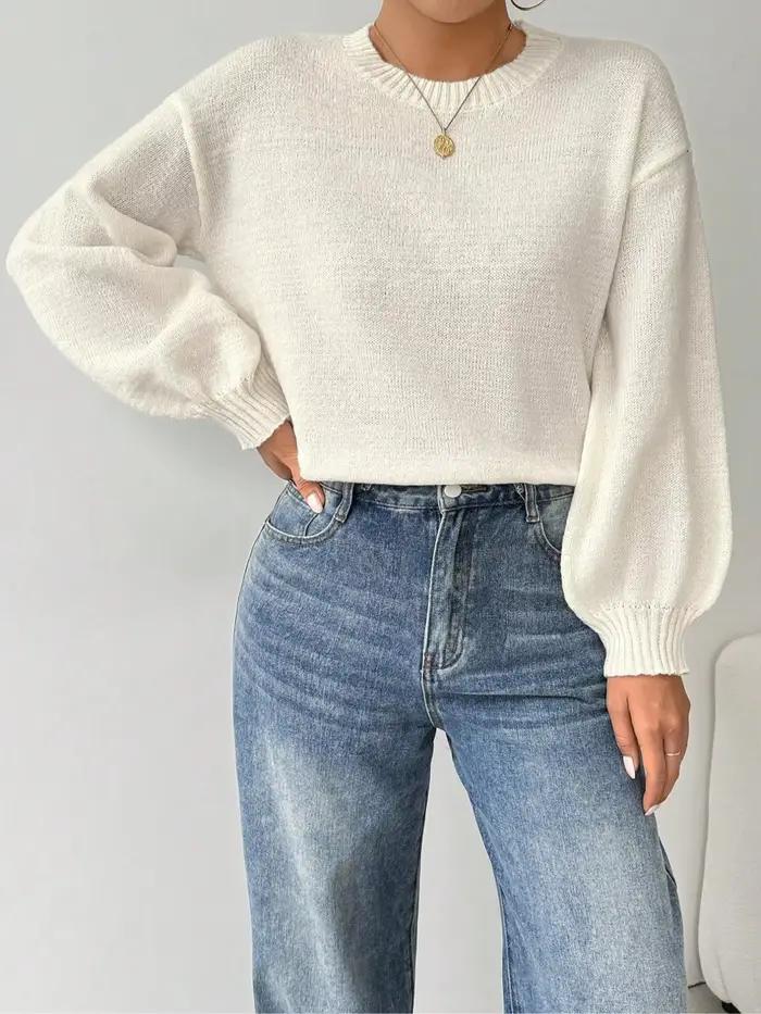 Pull de couleur unie pour femmes