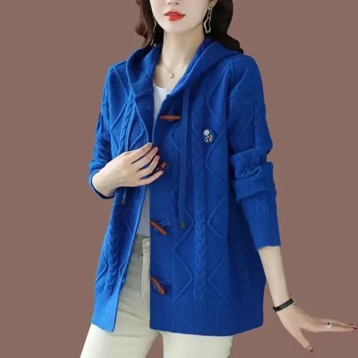 Cardigan Femmes Printemps Automne 2025 Nouveau Ample à Manches Longues Capuche Chic Décontracté Vestes Tricots