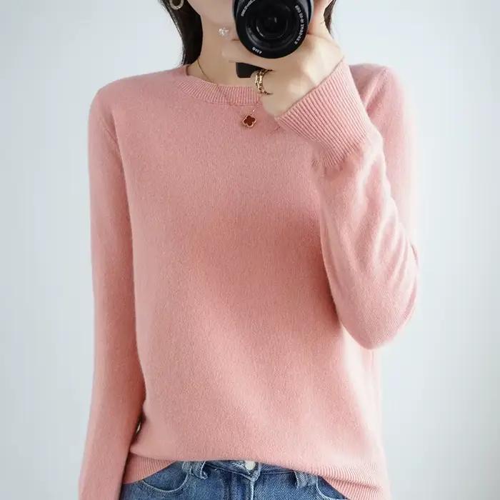 Pull fin à col rond pour femme, haut tricoté décontracté, sous-couche courte, à la mode, 18 couleurs, automne et hiver occasions spéciales