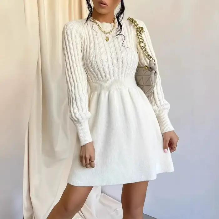 Robe tricotée printemps-automne polyvalente pour femmes style européen silhouette élégante ocassions spéciales