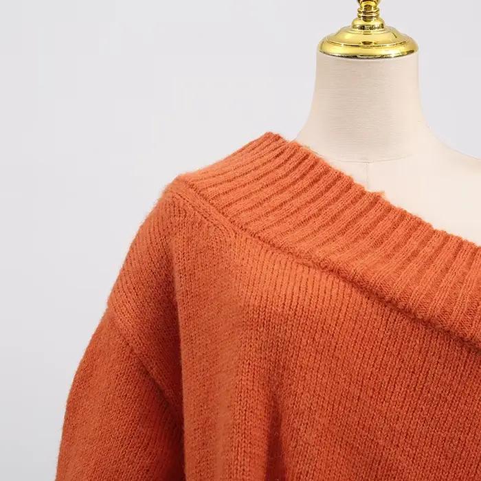 Pull ample orange bywindto pour femmes, mode printemps 2026, élégant et confortable pour automne hiver, design moderne, col rond, polyester durable, silhouette ample et légèrement élastique, idéal pour soirée formelle et week-end ```