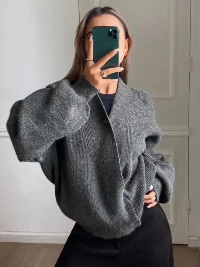 Pull Chic à boutons pour femme, élégant, col en v, tricoté, épais, manches longues, Cardigan, mode automne hiver 2025, vêtements d'extérieur pour femmes