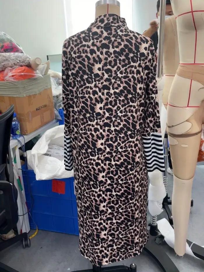 Cardigan long imprimé léopard pour femme