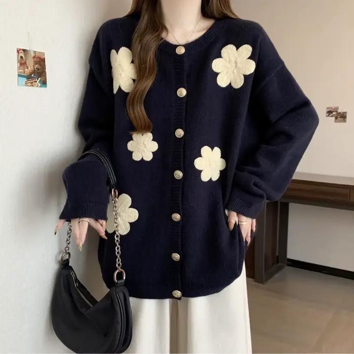 Haut tricoté à manches longues col rond polyester pour femmes automne décontracté élégant plage occasions spéciales