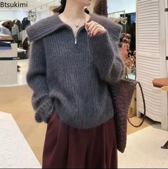 Pull tricoté ample pour femmes en velours de chameau doux, style décontracté, polyvalent pour automne hiver et occasions sociales