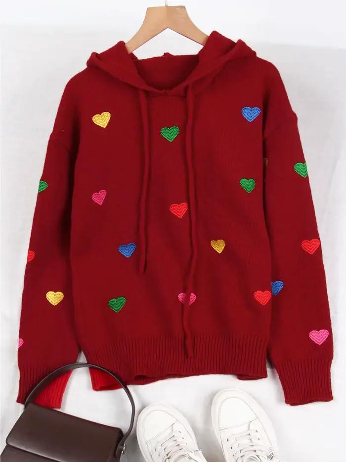 Pull tricoté à capuche et manches longues pour femme