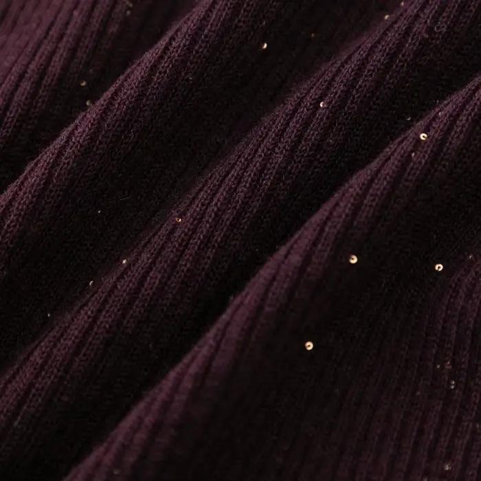 Pull à couche de base tricotée à col mi-haut et paillettes en laine mérinos 100 % super fine pour femme