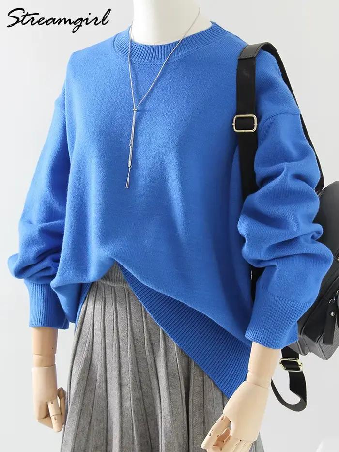 Pull basique surdimensionné bordeaux pour femme