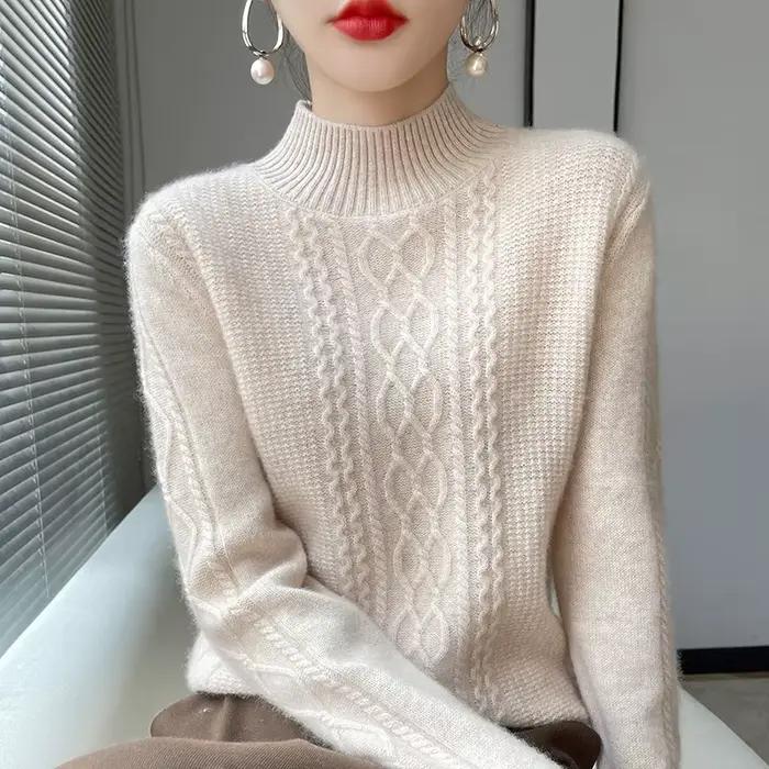 2025 nouveau pull épaissi pour les femmes en automne hiver col rond Base tricoté