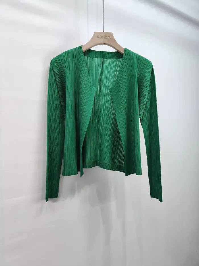 Cardigan Miyake Plissé Pop Court Femmes Décontracté Polyester Multicolore Occasions Spéciales Vestes Courtes